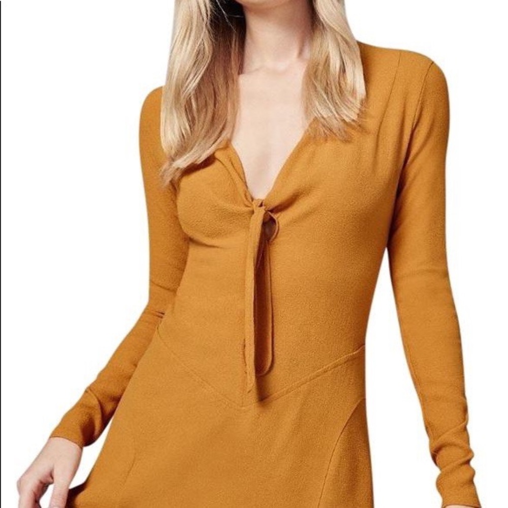 Reformation Gia Mustard Yellow Mini Dress - Picture 2 of 4